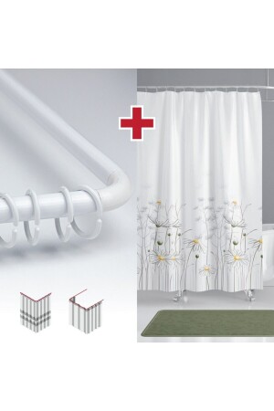 الستارة الحمامات ذات هدية المعلقة من نوع MNZ-Daisy - الستارة الحمامات ذات الستارة المضطربة 180x200cm - Tropikhome