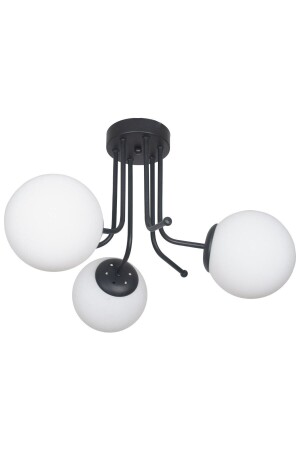 MNZ-Daisy فخمة التصميم الحديثة طلاء اللون الأسود الزجاج الأبيض غرفة المعيشة - المطبخ - غرفة النوم 3-قطعة الشنابل TYC00739 - Fer Avize