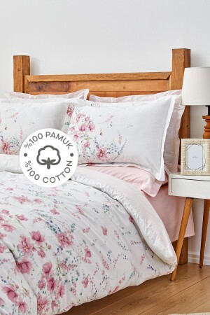 MNZ-Dalila Pink 100% القطن المزدوج غطاء الغطاء 200 مجموعة 18. 01. 0640 - Karaca Home