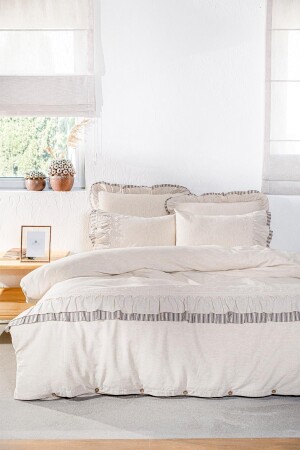 MNZ-Dalya King Size Duvet Cover Set 100% عودية القطن من القطن المزج من الأنثراكيت 240x220 سم NVRDLY220x240 - Ecocotton