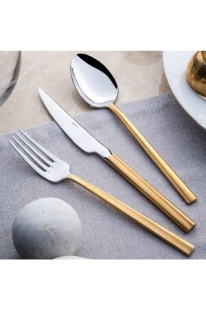 MNZ-Dalyan 24 كيراات ساتين ذهبية مطليعة 72 قطعة فوكس لوون سكين مجموعة مع صندوق الكرتون 1219569 - Nehir