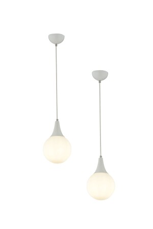 MNZ-Damla واحد الزجاج الأبيض 2 قطعة مصباح معلق حديث المطبخ غرفة المعيشة القرصان مجموعة 3062-1750-1D-WH-02 - Apliqa