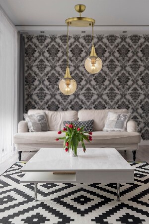 MNZ-Damla 2-piece Round Honey Glass قديم مصباح العصبة الحديثة، المطبخ، غرفة النوم مصباح العصبة المنزلية 3062-1750-02 - Apliqa