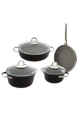 MNZ-Darci Black 7 Piece Granite Cookware Set 500 01. 01. 8562 - Jumbo