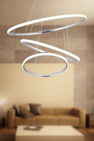 MNZ-Darcy 45x35x25 دائرة كبيرة كروم مصباح معلق حديث ضوء أبيض قادم شمعة - Dekorluna