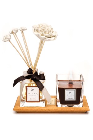 MNZ-Dark Amber Room رائحة وشمعة مع صناديق خشبية صلبة DRKODST3 - Missi