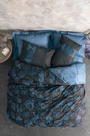 MNZ-Dark Double Duvet Cover Set درع أسود 8680108068106 - Cotton Box