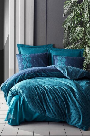 MNZ-Dark Double Duvet Cover Set Amari Petrol 8680108052983 - Cotton Box