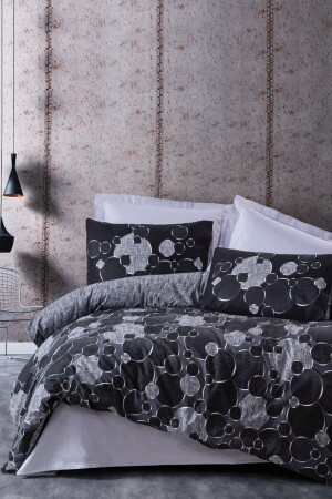 MNZ-Dark Double Duvet Cover Set Round Gray 1731p - Cotton Box