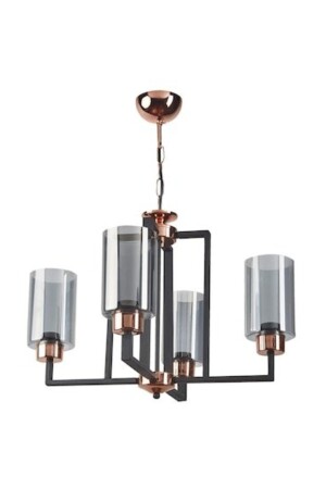 MNZ-Datça الراجعية النحاس الأسود الديكورية غرفة المعيشة - المطبخ - مصباح معلق غرفة النوم 4 قطع شمعة KD6644 - Kydonia Dizayn