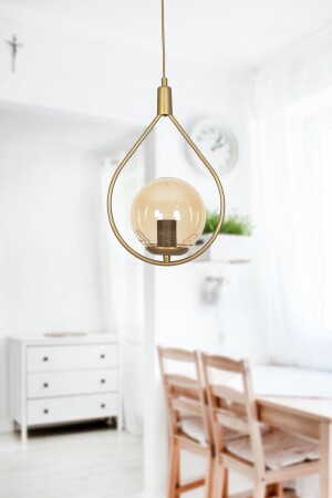 مصباح عود الزجاج المعدني التصميم الخاص من MNZ-Deco مصباح عود الزجاج القديم اللون العسل مصباح عود الزجاج المطبخ - غرفة المعيشة واحد الشن - Fer Avize