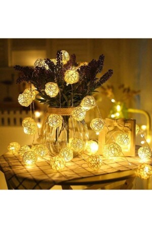MNZ-Decorative 2 Mt Bamboo Wicker LED Lighting Balls 10 Lu 2M-10B - ERKOL OYUNCAK
