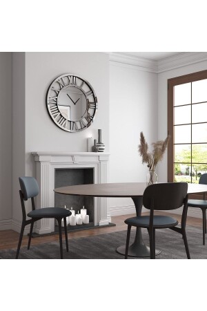 MNZ-Decorative حجم كبير لون فضي تصميم خاص ساعة الجدار، 70x70cm في صندوق هدية خشبية خاصة Çzgld70rm - EYKA STORE