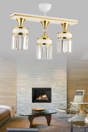 MNZ-Deep 3 Piece ذهب أبيض بلورات حجر فخمة عصرية فخمة الشنارة 3016 - KUZEY AYDINLATMA