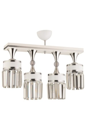 MNZ-Deep 4 Piece Crystal Stone زجاجة زرقاء بيضاء كروم مزخرفة شمعة حديثة 4013 - KUZEY AYDINLATMA