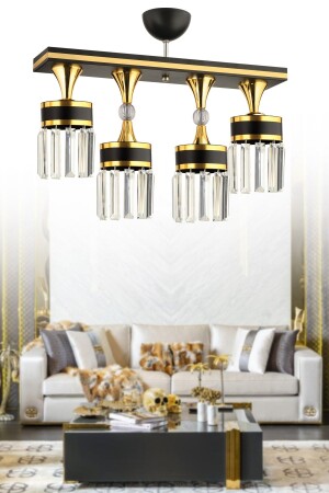 MNZ-Deep 4-Plus Panel Black to Gold Crystal Stone إضاءة حديثة 4014 - KUZEY AYDINLATMA