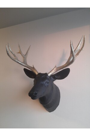 MNZ-Deer Head Wall Hanging - ديكورات عيد الميلاد الشتوية اللون الأسود الذهب البلاتيني مع القرن - Eya Studio