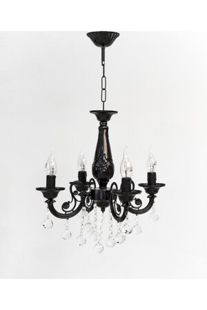 MNZ-Defne 4 Arm Cast Black Stone Chandelier 33697 - Berk Avize