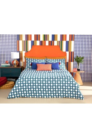 MNZ-Delilah Cotton Double Duvet Cover Set 200x220 سم زرقاء - خضراء TYC00569170915 - English Home