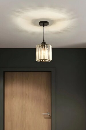 موديل MNZ-Dellova موديل فاخر معلق مصباح شمعية غرفة القاعة القاعة المدخل الأسود الكريستال الحجر شمعية lunamss-1 - Luna Lighting