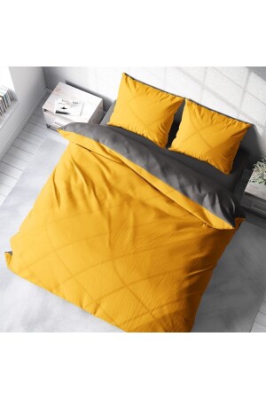 MNZ-Deluxe Renforce غطاء غطاء مزدوج 100٪ القطن الصفراء الرمادية014533 0145532652 - Sheri Home