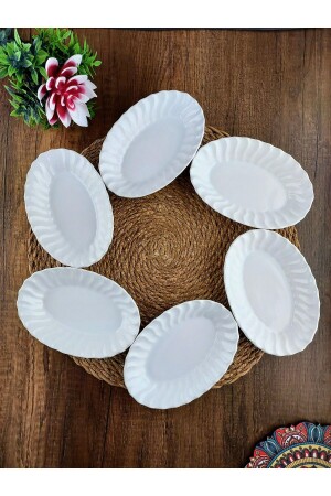 MNZ-Deniz 6-piece Ceramic Breakfast Snack Bowl Set - أبيض 16x10,5x3,5 سم SND1010 - SunnyDays