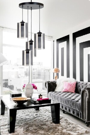 MNZ-Deniz عصرية الزجاج المدخن أربعة أضعاف الشنابل DENİZDÖRTLÜ مصباح عريض - ABAJUR EVİM