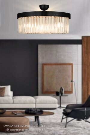 MNZ-Desina 50' Crystal Stone Luxury Chandelier - (أسود) PY-300-50 - Avizemoda
