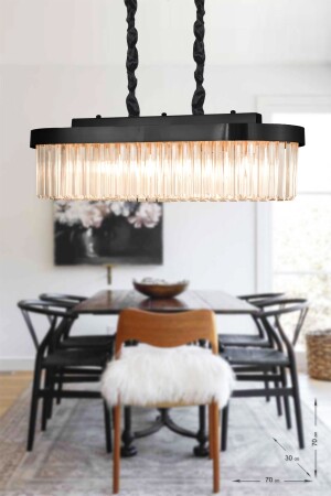 MNZ-Desina 70x30 كريستال ستون طاولة تناول الطعام الفاخرة شمعة - (أسود) PY-300-YM - Avizemoda