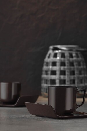 MNZ-Despina 4 قطعة مجموعة قهوة لشخصين أسود DS04KT0004 - Kütahya Porselen