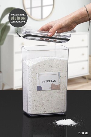 MNZ-Detergent Vacuum مستطيل 3. 1 ليتة حاوية تخزين DTJ-245 - Okyanus Home