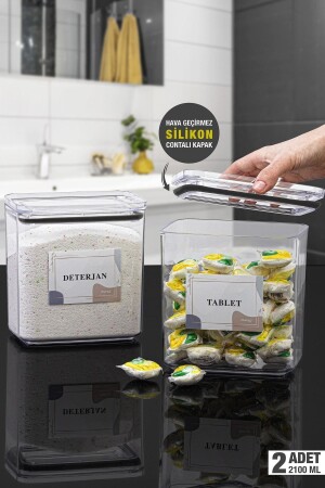 MNZ-Detergent-tablet 2 فراغ مستطيل 2. 1 ليتة حاوية تخزين DTJ-TBL-244-2 - Okyanus Home