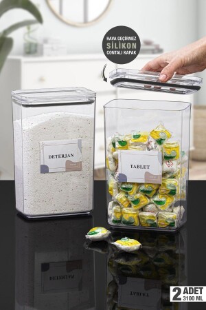 MNZ-Detergent-tablet 2 فراغ مستطيل 3. 1 ليتة حاوية تخزين DTJ-TBL-245-2 - Okyanus Home