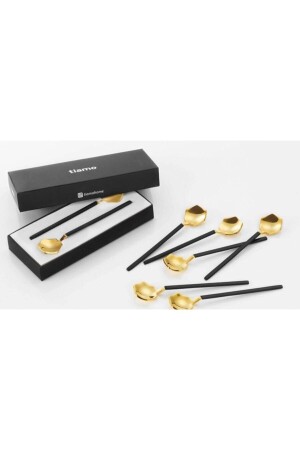 MNZ-Diamond Gold&Black 6 قطع ملعقة شاي TİA011 - Tiamo