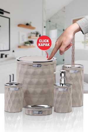 MNZ-Diamond Mink Chrome Click Cover Set من 5 مجموعات حمام - Okyanus Home