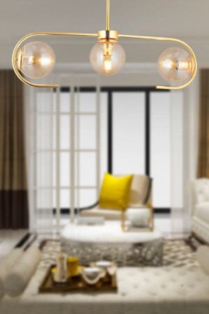 MNZ-Diaspor 3 قطع ذهبية مصباح معلق حديث غرفة نوم صالة ريترو صالة حية شمعة 3948-03-GD - Apliqa