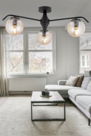 MNZ-Diaspor 3-piece Round Black Honey Glass عصرية الصفوفية غرفة نوم صالة ريترو صالة طعام شمعة 3948-03P-BL-01 - Apliqa