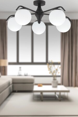 MNZ-Diaspor 5-piece أسود مصباح اللؤسسة الحديثة غرفة نوم صالة ريترو صالة حية شمعة 3948-05-BL - Apliqa