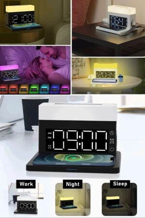MNZ-Digital 6 في 1 محطة شحن آبل ضوء الليل و ساعة المكتب جودة جيدة رأس السرير قابلة للتعديل lr23b - Utelips