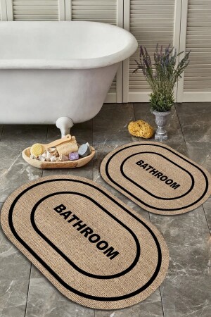 MNZ-Digital Non-Slip Washable Modern 2-piece Bath Mat Wllybny-122 WLLY-BNY-BN122 - WOOLLY HOME COLLECTİON