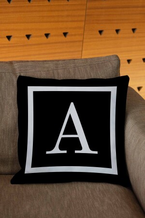 غطاء وسادة من الطراز MNZ-Digital Printed Throw Pillow Cover باللون الأسود والبيض - Hayal Dekoratif