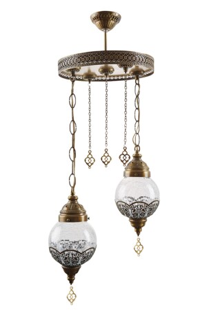 MNZ-Dilan عثماني أصلي ريترو القديم اللون الأبيض الزجاج المرنب المرنب غرفة المعيشة - المطبخ - غرفة النوم 2 قطعة شمعة 080 - Fer Avize