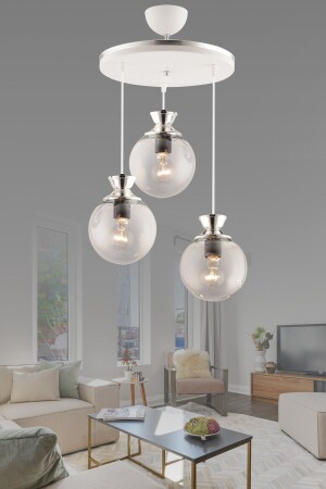 MNZ-Dilara 3 قطع صالونة كروم أبيض زجاجات زجاجية فاخرة شمعة حديثة - GYK LİGHT