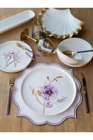 (MNZ-Dinner Set) عصرية (فايوليت) 24 قطعة لـ 6 أشخاص (EKSELANS-330) - ROSSEV