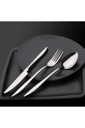 MNZ-Dmr الحياة 36 قطعة ياكوت ملعقة شوكة عادي مجموعة 6 أشخاص 6 قطع ياكوت شوكة حلوى عادي - Demir Çeyiz