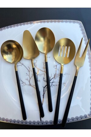 MNZ-Dmr الحياة 5 قطع التيتانيوم ماتة الذهب صلصة سوداء الخدمة مجموعة (حجم صغير) TYC00728598065 - Demir Çeyiz