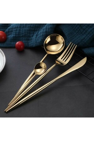 MNZ-Dmr الحياة النخبة الذهبية سكين الحلوى سكين مجموعة 6 قطع ELİT 6 ملعقة الحلوى - Genel Markalar