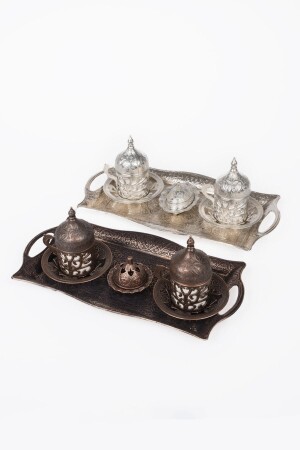 MNZ-Dmt غازيانتيب النحاس الصبغات النحاسية القديمة مجموعة 4 أشخاص (تلاكه 27 سم) DMT-19070 - DMT COPPER HOME