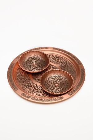 MNZ-Dmt Gaziantep Copper Snack Bowl Set Nuts مجموعة من 2 ((10CM X 3CM) ((24CM TRAY) TYC00459800375 - DMT COPPER HOME