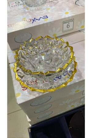 MNZ-Dolce 12 قطعة ذهبية كريستال فخمة برقعة وعاء مجموعة - وعاء خفيفة CNCKM001005 - CINCIKCIM ZÜCCACİYE&HEDİYELİK